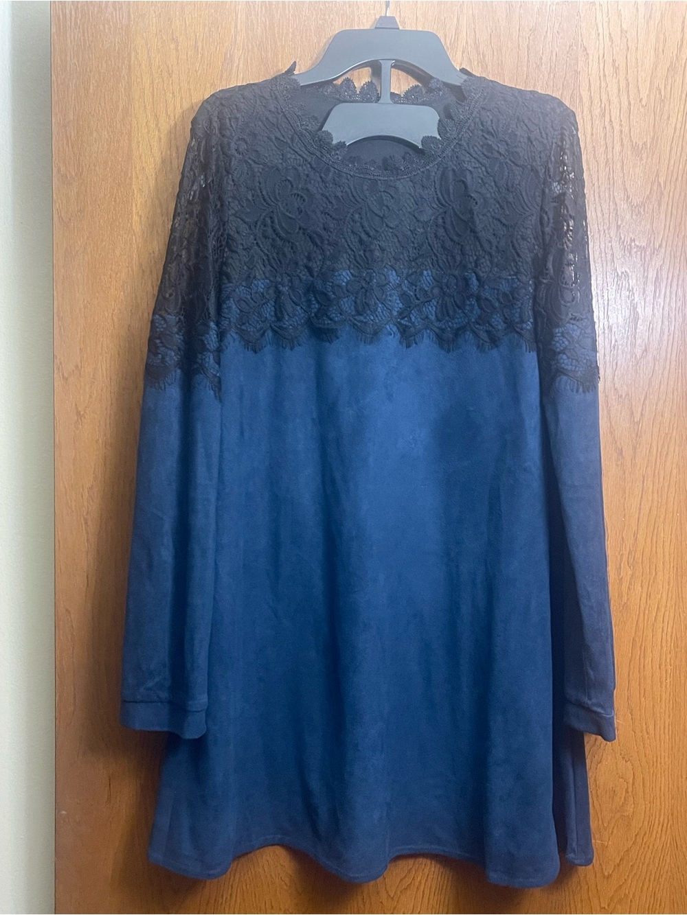 Ina Navy Blue and Black Lace Mini Dress
